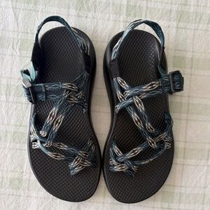 Chaco Outdoor Strappy Sandals in Teal and Black